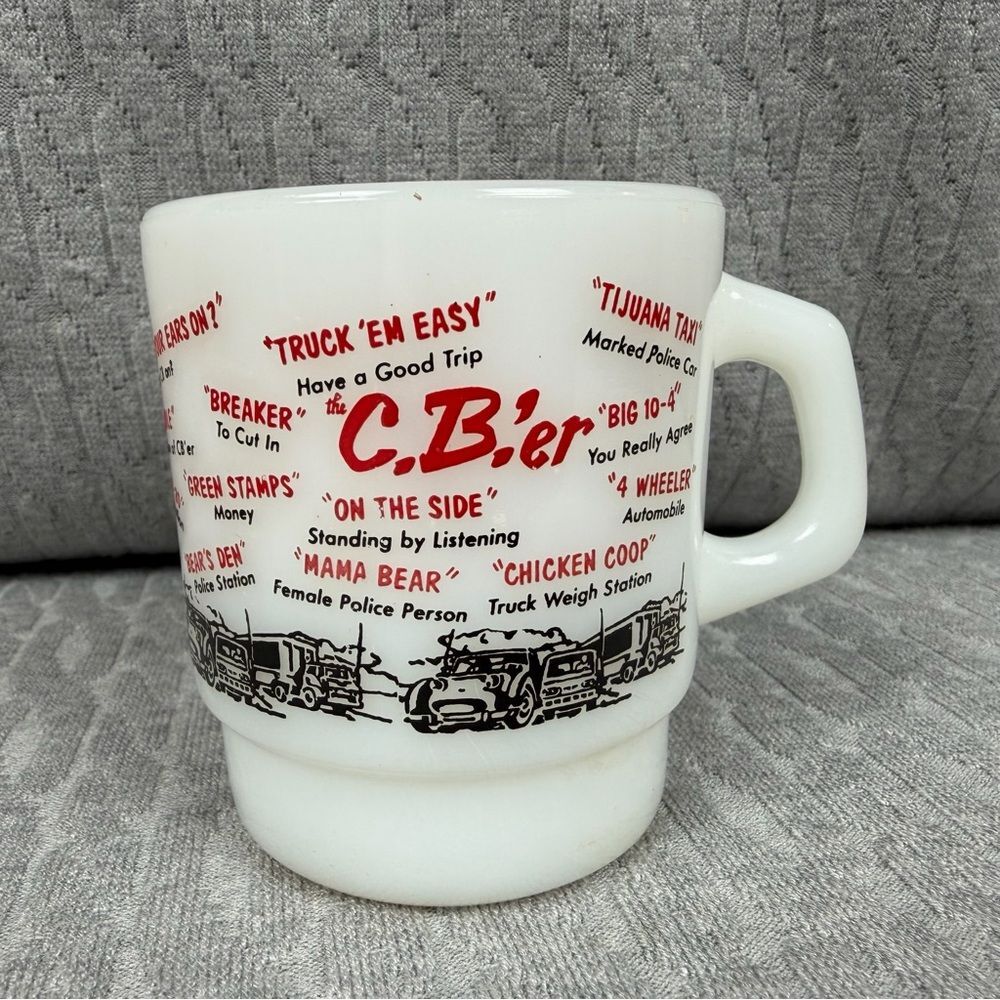 Vintage Anchor Hocking Fire King C.B'er  Trucker Coffee Mug 1970’s
